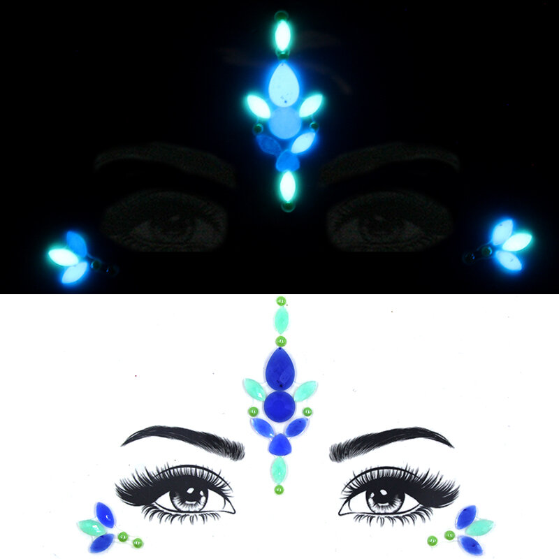 ハロウィン顔クリスタルステッカー発光宝石メイクアップ粘着一時的なタトゥーボディ宝石ステッカー