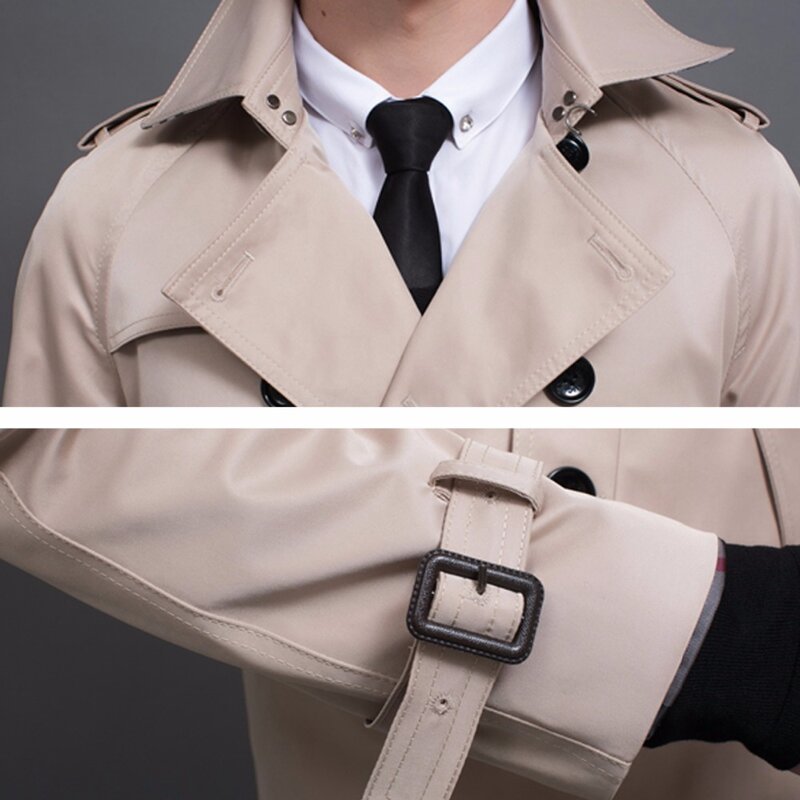 spring men trench coat double breasted mens overcoat classic mens trench coat slim casaco england clothing #18221 holyrising