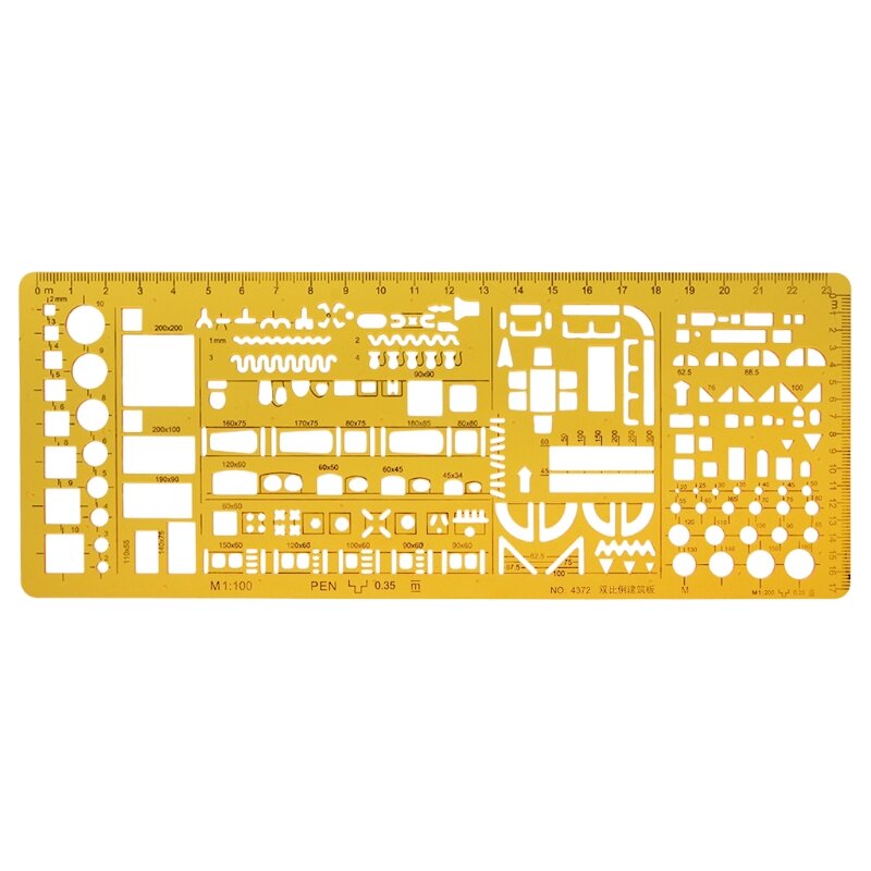 Professional Architectural Template Ruler Drawing Stencil Measuring Tool Student 10166