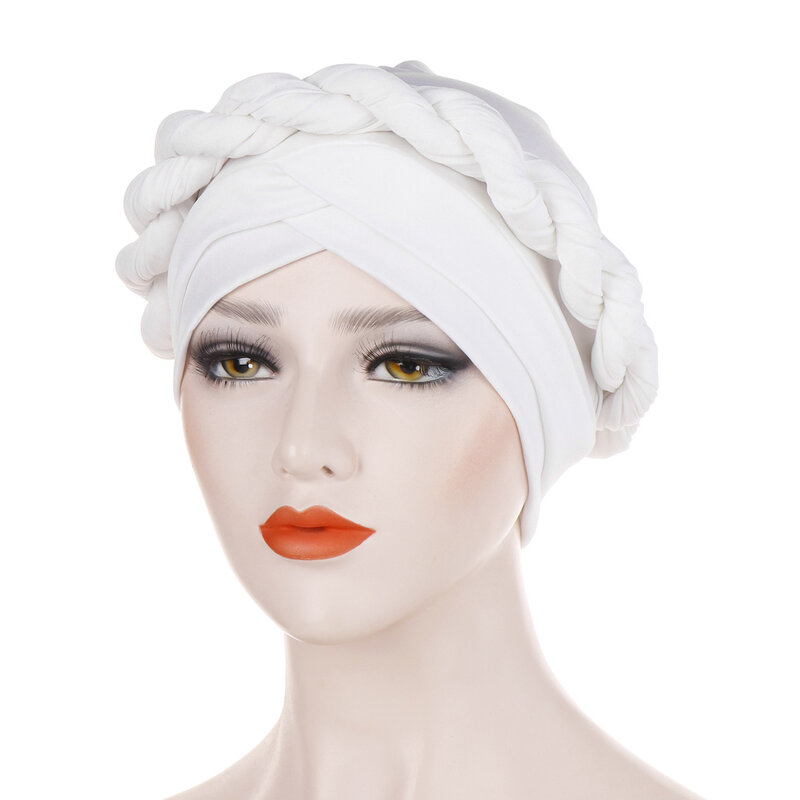 2019 Headwear Head Wrap Hair Loss Accessories Muslim Women Cross Silk Braid Turban Hat Cancer Chemo Beanie Cap Hijab