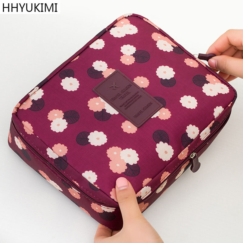 Hyyukimi 패션 방수 옥스포드 여성 메이크업 가방 여행 휴대용 미용사 화장품 가방 남자 화장실 세면 용품 주최자