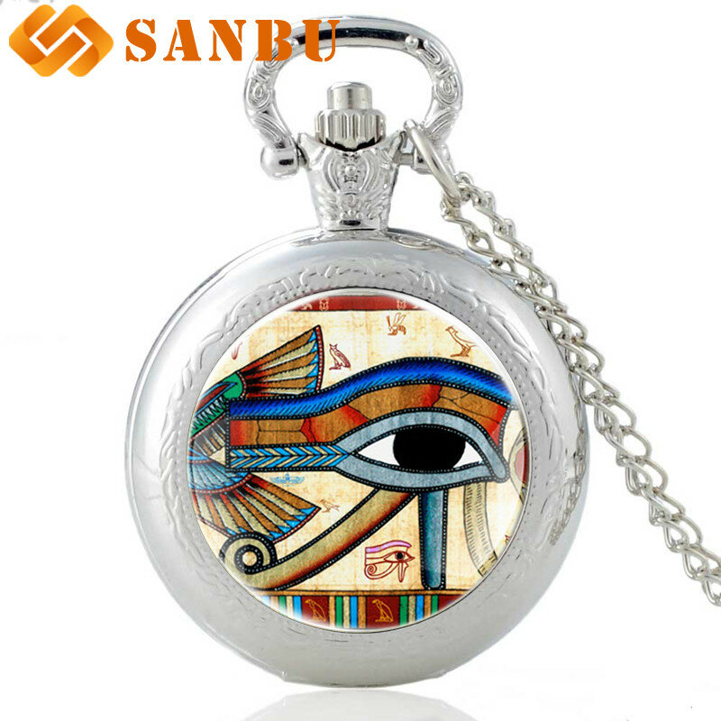 Eye of Horus ควอตซ์นาฬิกาพ็อกเก็ตนาฬิกา VINTAGE Bronze Men Women Retro สร้อยคอจี้โบราณเครื่องประดับของขวัญ