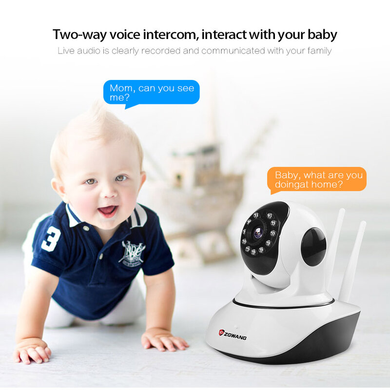 ZGWANG-cámara IP de seguridad para exteriores, sistema de vigilancia CCTV con corte IR, audio bidireccional, Monitor de bebé, HD 720P, Wifi, red inalámbrica