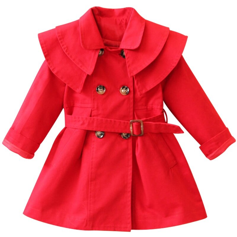 100% cotton Girls coat Dot long sleeve hooded batwing coat dust coat jacket Collect waist otterwear autumn style Baby wear