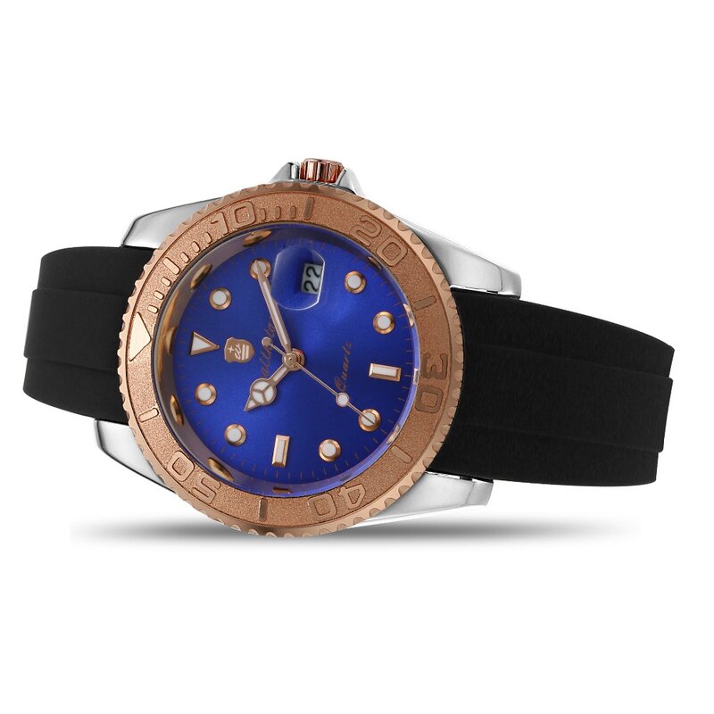 Wealthstar marca relógios masculinos de luxo silicone quartzo relógios men papéis rosa ouro caso superior master sports relógios 2019