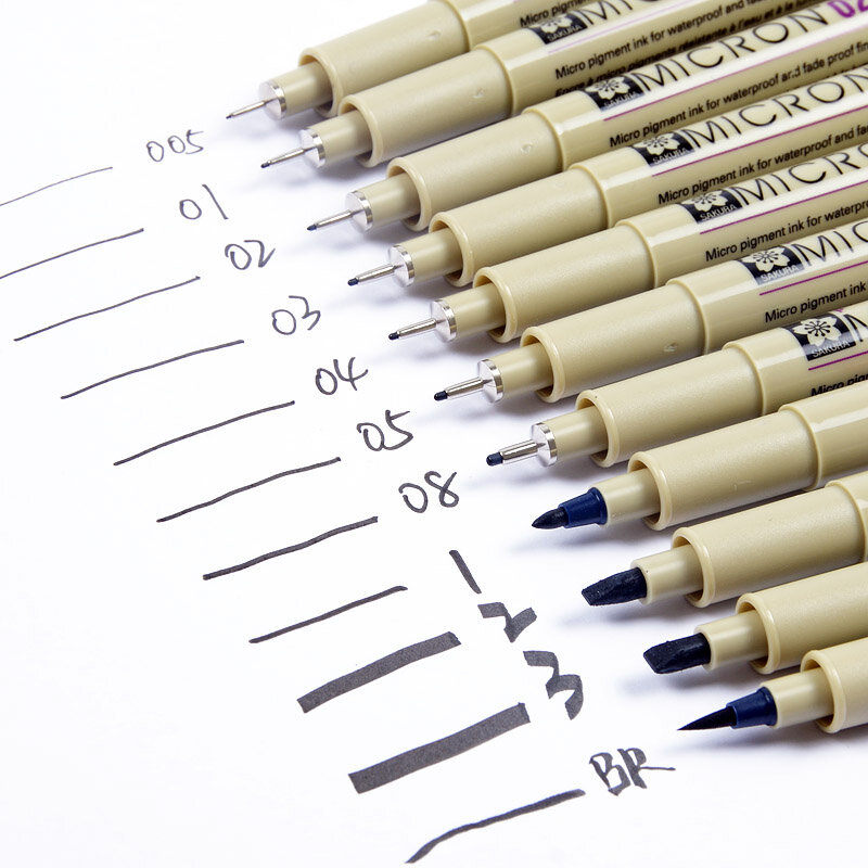 Sakura 4-13 bolígrafo de aguja Pigma Micron XSDK, marcador negro, pincel, delineador para bocetos, diseño de dibujo, cómic de Manga