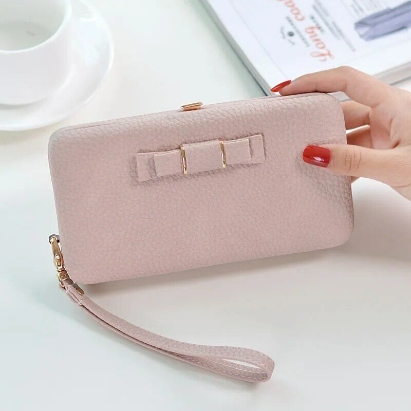 2019 Fashion Women's Wallet Snap Coin Purse Phone Bag Bow Multi-card Bit Card Holder Purse Women Luxury Billetera Mujer Woman ha