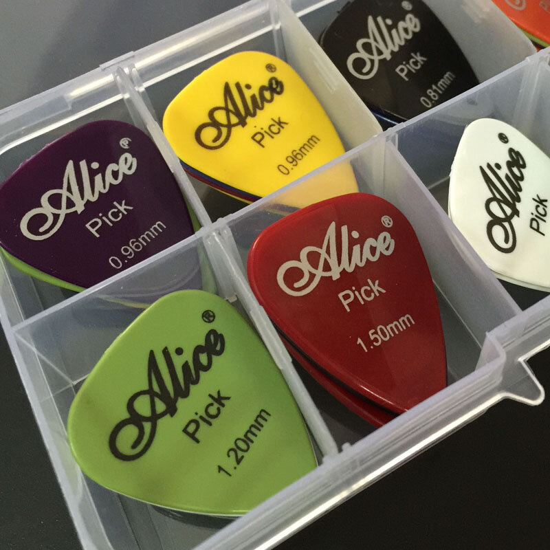 Alice-40 púas de guitarra acústica, 1 caja, bajo eléctrico, pic plectrum, Mediador, accesorios de guitarra, grosor 0,58-1,5mm