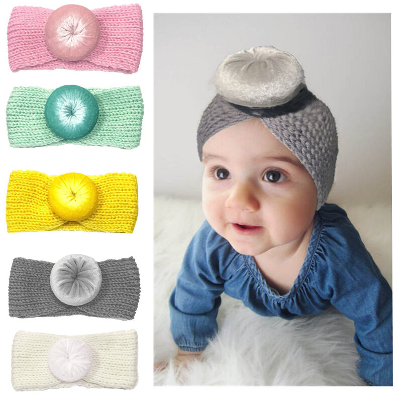 Yundfly tiara de lã com nó, turbante para recém-nascidos, cabeça redonda, envoltório de cabeça de crochê, acessórios para cabelo, presente de aniversário