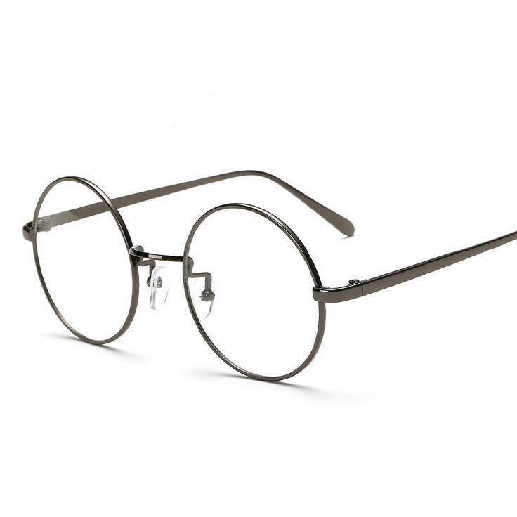 إطار نظارة دائري كبير الحجم ، عدسات شفافة ، إطار بصري ذهبي ريترو ، للجنسين