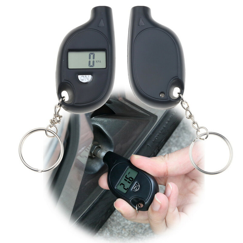 Mini Keychain ยางรถยนต์แบบดิจิตอลจอแสดงผล LCD ยางรถเครื่องวัดความดันอากาศรถ Auto ยางรถจักรยานยนต์ปลุกค...