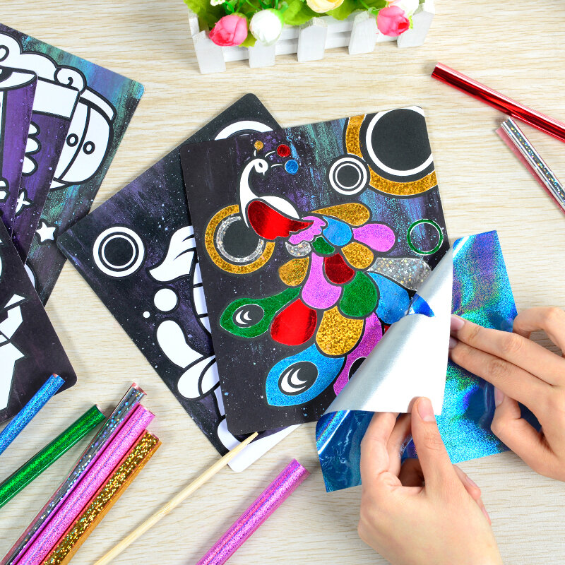 Pegatinas mágicas de cartón para niños, incluye 30 Uds. De transferencia de arco iris, papeles para pintar, manualidades, juguetes, pegatinas de pintura artística, 9 Uds./12 Uds.