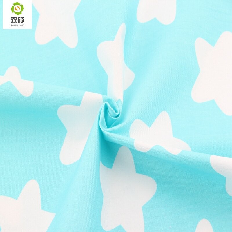 Fabrics For Patchwork Telas Patchwork Cotton Fabric Printed Blue Color Flower  Sewing For Doll Cloth 40*50cm 3PCS/Lots