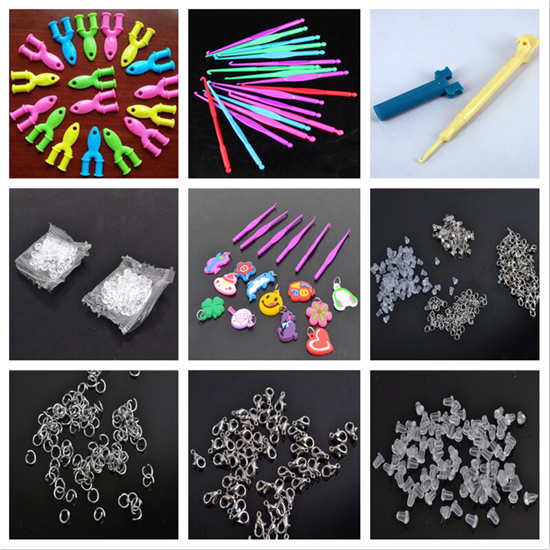Kit de ferramentas para crianças, tear de borracha, presente para meninas, pingente, crochê, fivelas, ferramentas para tecelagem, laço, pulseira