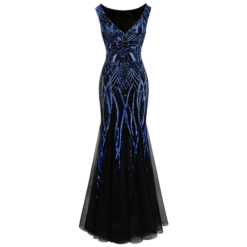 Женское вечернее платье Angel-fashions, золотистые винтажные вечерние платья с блестками и юбкой-русалочкой, 377, модель 393