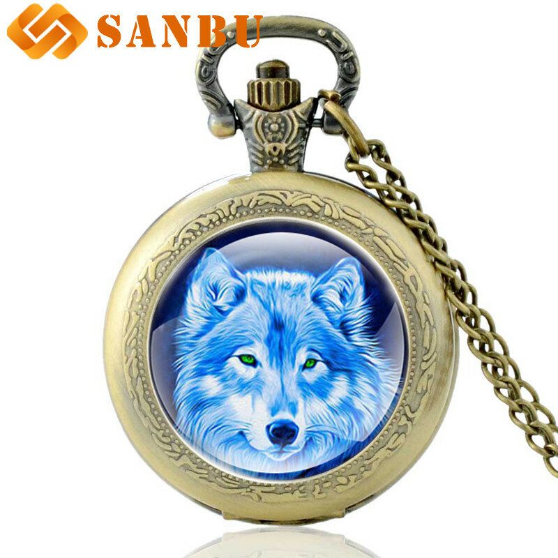 Кварцевые карманные часы с бронзовой головой волка в винтажном стиле, ретро мужские и женские часы с подвеской в виде волка, подарок