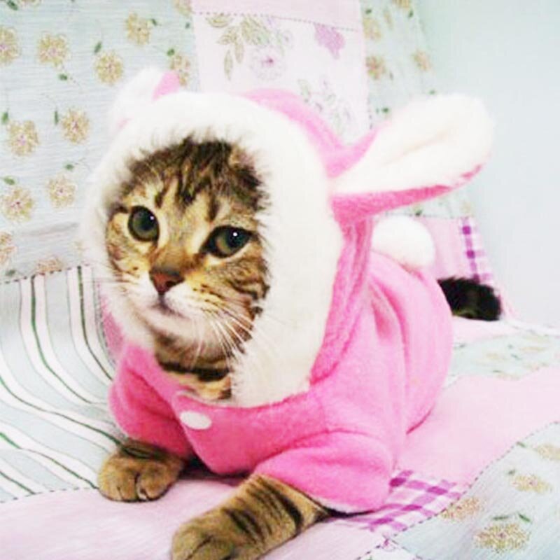 Cute Cat Clothes Easter Rabbit Animals Clothing Costume Fleece Warm Cat Clothes Coat Jackets Outfit for Cats Costume 29S2