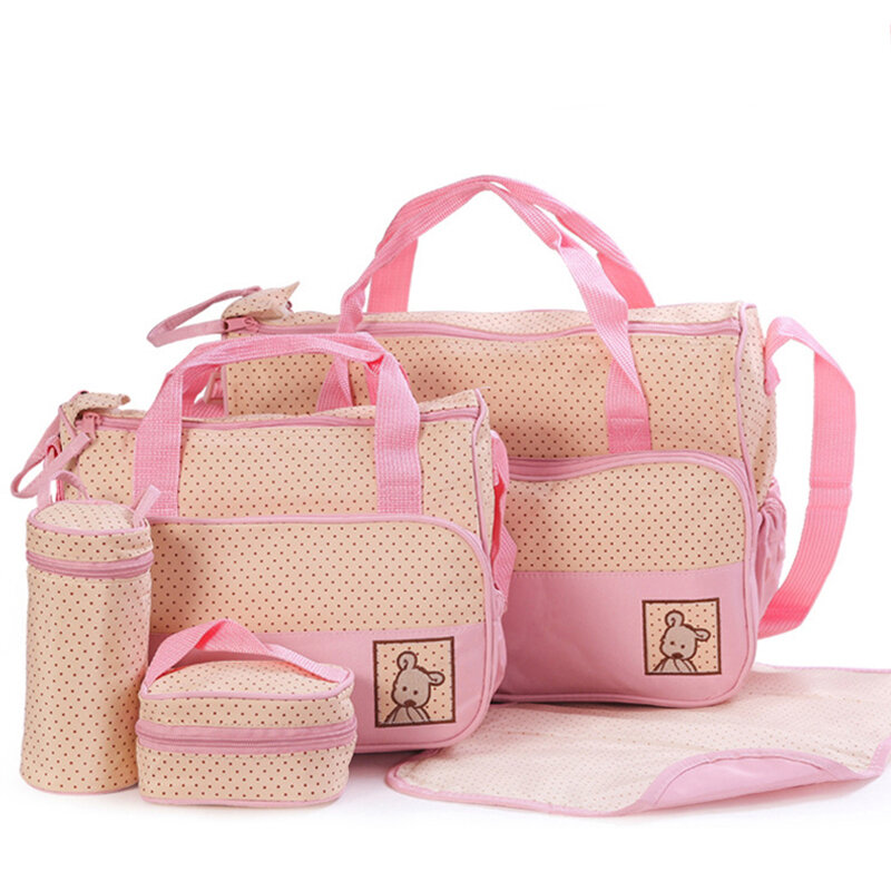Hi-q wodoodporny 5 sztuk/zestaw nylonowe torby na pieluchy dla niemowląt wielofunkcyjny o dużej pojemności torba dla mamy aslant plecak dziecięcy torby na pieluchy