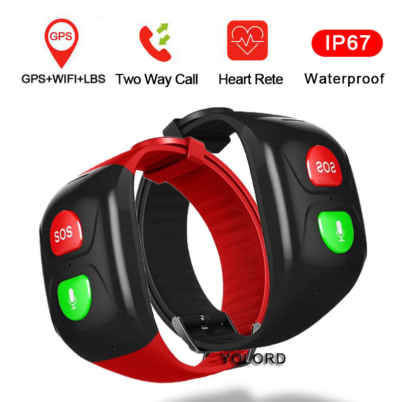 Elderly Older Old Man GPS+WIFI Position Swimming Heart Rate SOS App Remote Monitor Call Smart Band Watch Bracelet Smartband