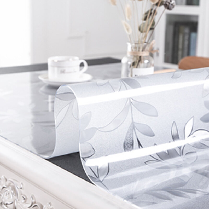 ضبابي شفاف قماش PVC مقاوم للماء مستطيل الجدول القماش غطاء طاولة طعام حصيرة مع المطبخ نمط طاولة القهوة حصيرة