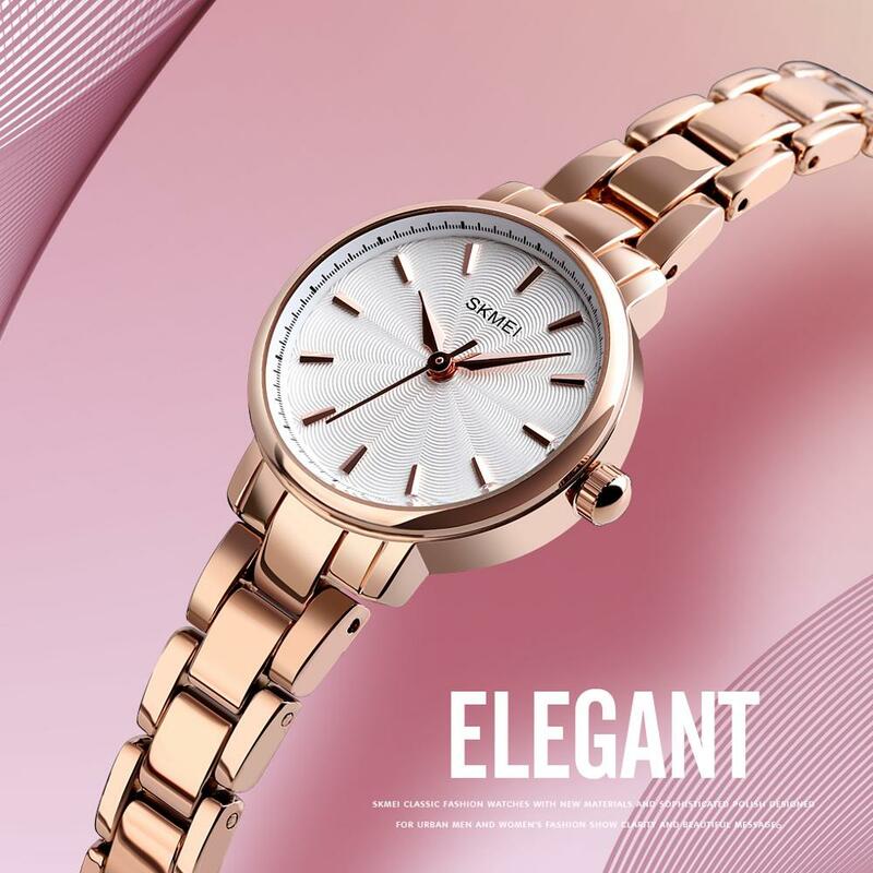 SKMEI Quarz Uhren 2020 Mode Top Marke Luxus Frauen Uhr Casual Edelstahl Armband Wasserdicht Frauen Armbanduhr
