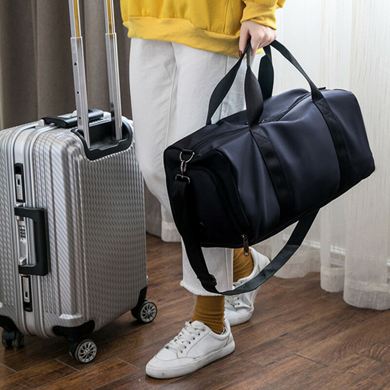 Bolso de viaje de equipaje para mujer, bolsa de hombro de fin de semana, portátil, de gran capacidad, impermeable, de lona