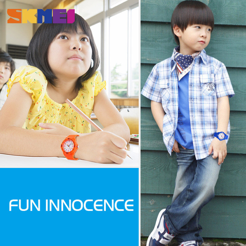 SKMEI-relojes casuales para niños y niñas, pulsera de cuarzo impermeable de 50M, ideal para regalo de fiesta