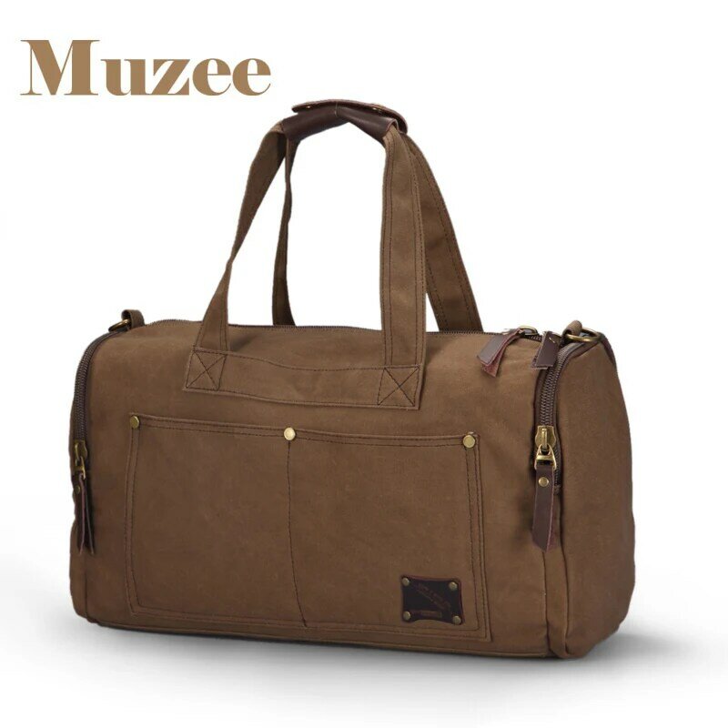 Muzee 旅行バッグ大容量の男性手荷物旅行ダッフルバッグキャンバス週末バッグ多機能トラベルバッグ