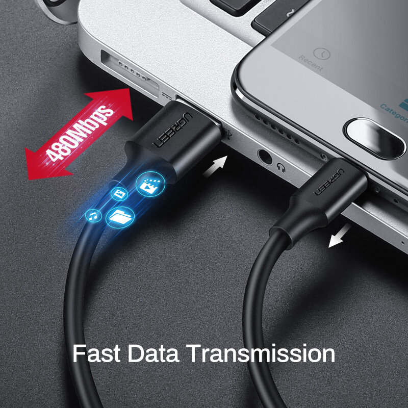 Ugreen — Câble Micro USB 3A pour recharge rapide et transfert de données, cordon de chargeur pour tablette et téléphone Samsung, HTC, LG et Android