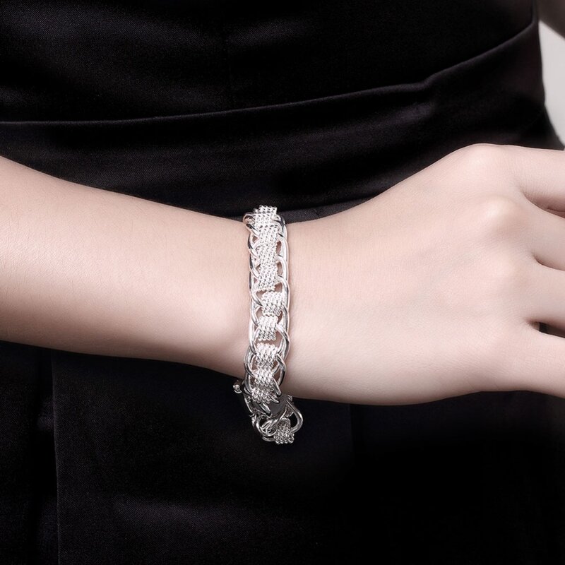 Atacado pulseira e bracelete de prata para mulheres, berloque ligado, barato, presente de casamento, amor, joia vintage