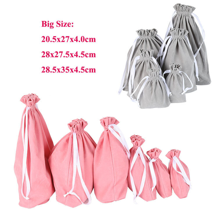 Large Big Size Pink/Silver Gray Big Thicken Velvet Bags For Makeup Bag Christmas Party Packaging Bags Drawstring Gift Pouch