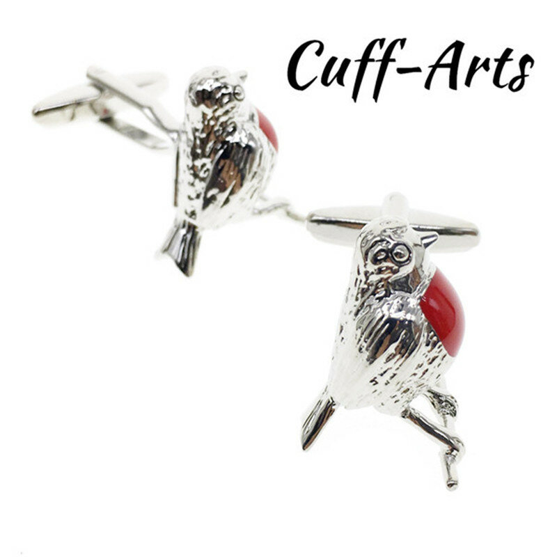 Cuffarts 2018 สัตว์ Cufflinks สำหรับบุรุษสีแดงนก Cuff แบตเตอรี่ผู้ชายเครื่องประดับ Gemelos Tie คลิป Cuff Links Cufflink Gemelos C10026