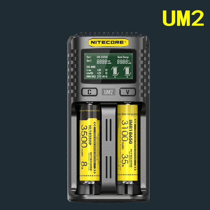 NITECORE UM4 UM2 C4 VC4 LCD شاحن بطاريات ذكي ل ليثيوم أيون/IMR/INR/ICR/LiFePO4 18650 14500 26650 AA 3.7 1.2 فولت 1.5 فولت بطاريات D4