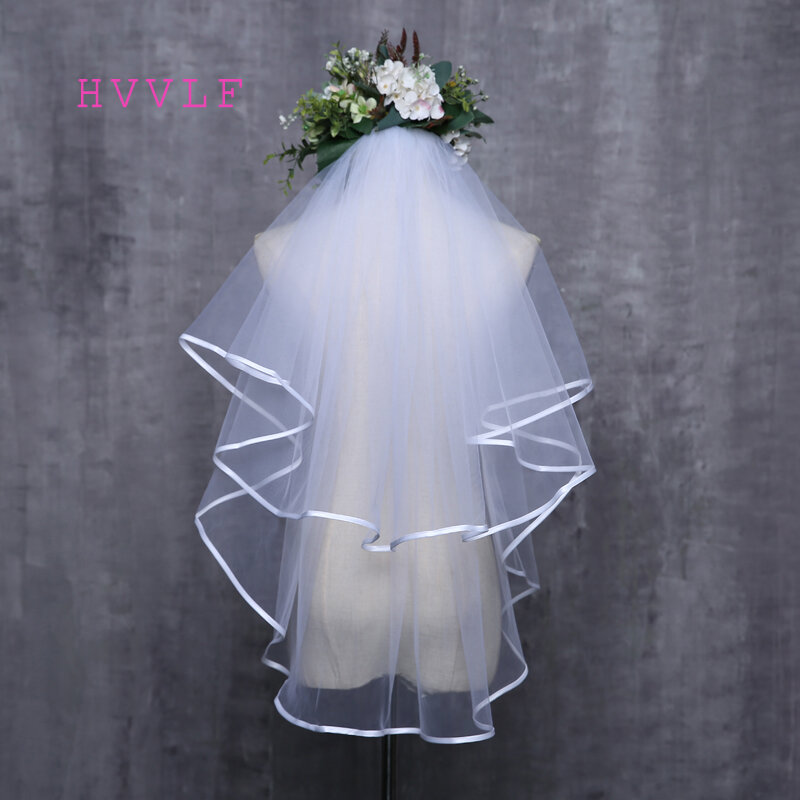 Nova chegada véu de noiva personalizado madetulle véu para noiva véu de casamento duas camadas simples véu para casamento