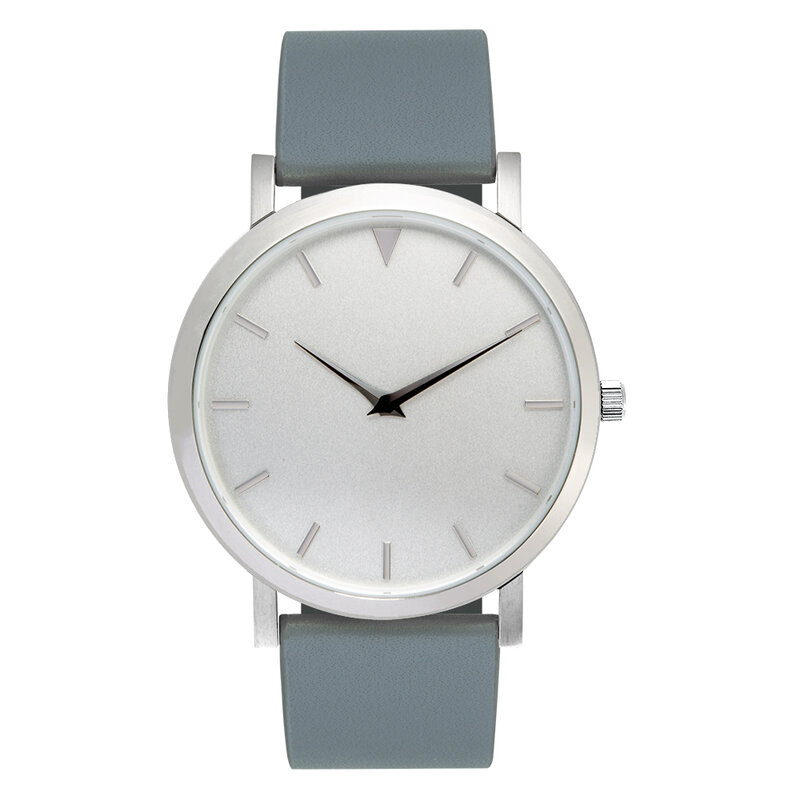 Relojes plateados de acero inoxidable, esfera blanca y gris, reloj de pulsera Ins, carcasa de acero de alta calidad, no aleación, movimiento japonés
