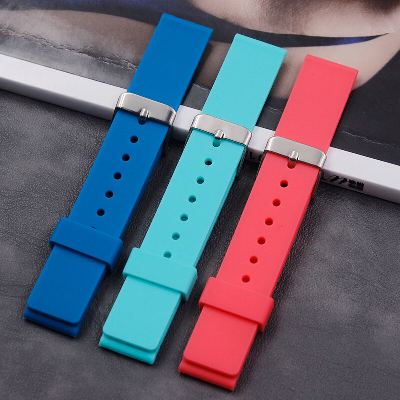Silicone strap men's 20mm ladies outdoor sports waterproof and sweat-proof rubber strap accessories pin buckle