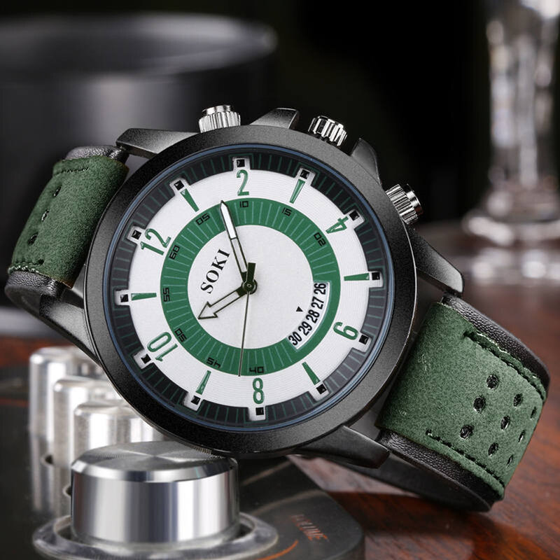 Man Horloge 2021 Luxe Silicagel Lederen Glas Quartz Analoge Datum Mannen Horloge Klok Horloges Mannen Relojes Para Hombre