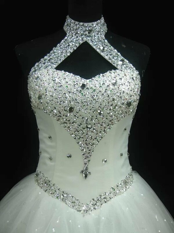 Роскошные женские свадебные платья 2019 с бусинами и кристаллами, винтажные Свадебные платья с высоким воротником, Robe De Mariee