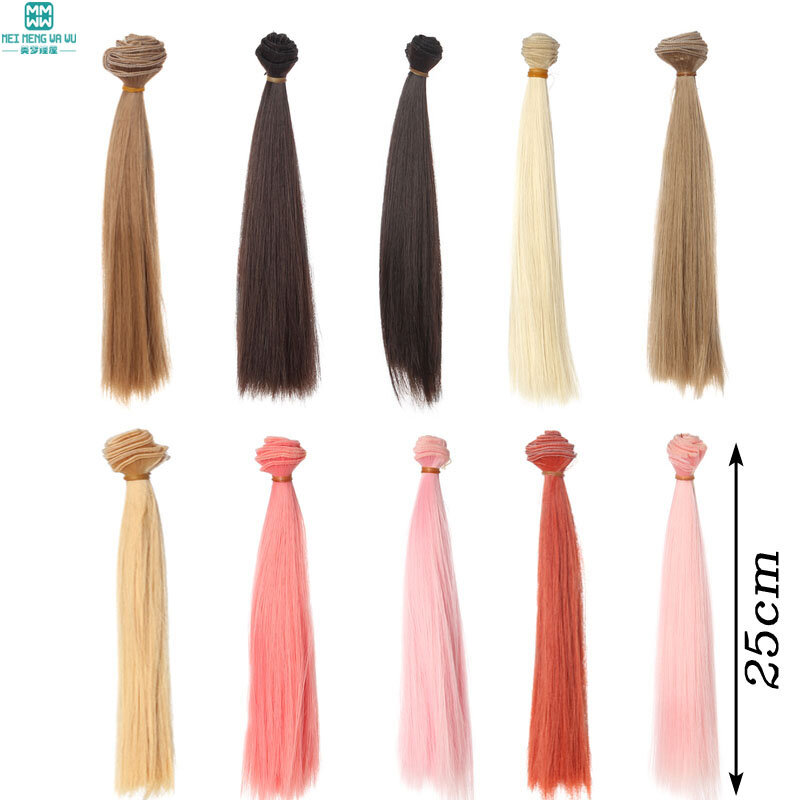 Pelucas de pelo liso y flexible para muñecas, 25x100CM, 1/3, 1/4, 1/6, BJD/SD, 1 ud.