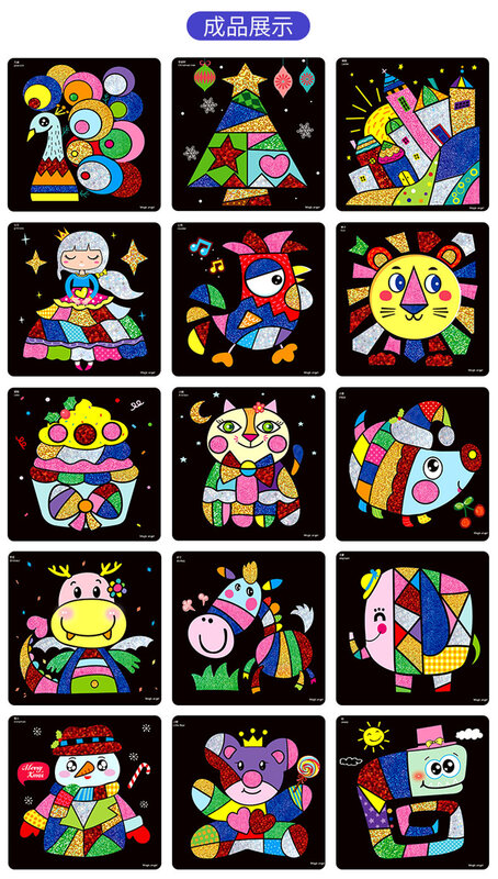 9 pces/12 pces crianças caixa adesivos mágicos incluem 30 pces rainbow transferência pintura papéis diy artesanato brinquedo arte pintura adesivos