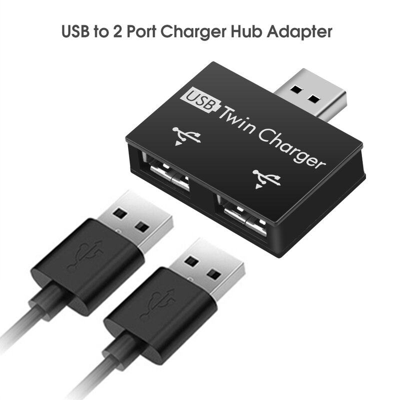 Pengisi Daya USB 2 Port Ganda USB Splitter Hub Adaptor Converter Pengisi Daya Colokan Kabel USB untuk Laptop PC