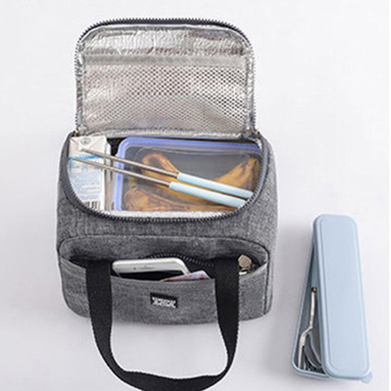 Bolsa de almuerzo portátil con aislamiento térmico nueva bolsa de caja de almuerzo refrigerador bolso Bento bolsa contenedor de cena bolsas de almacenamiento de alimentos escolares