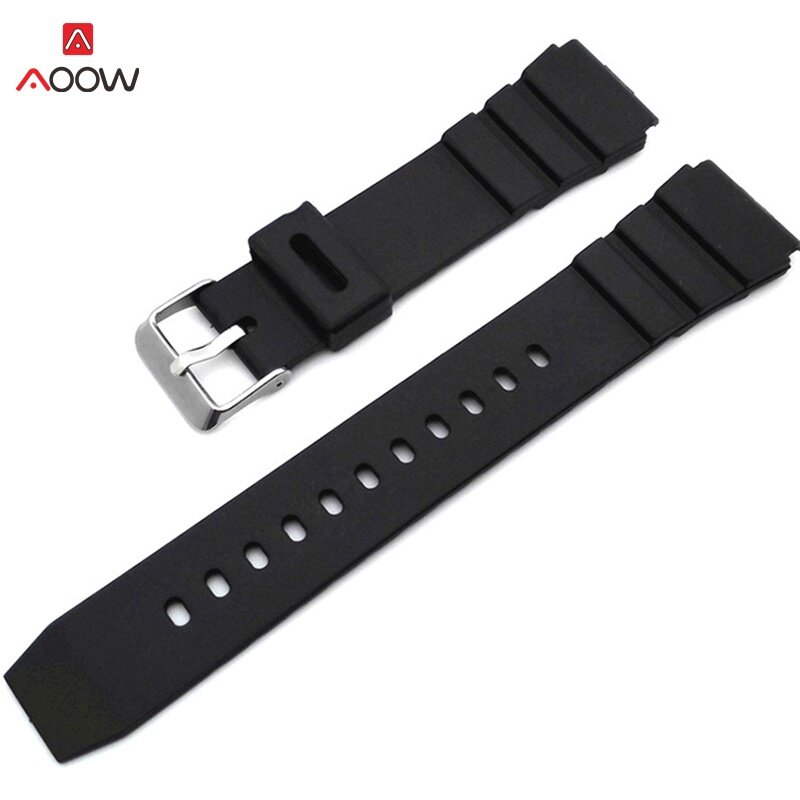 Aoow pulseiras de borracha para casio g-shock 18 20 22mm masculino preto esporte mergulho pulseira de relógio de metal fivela acessórios de relógio