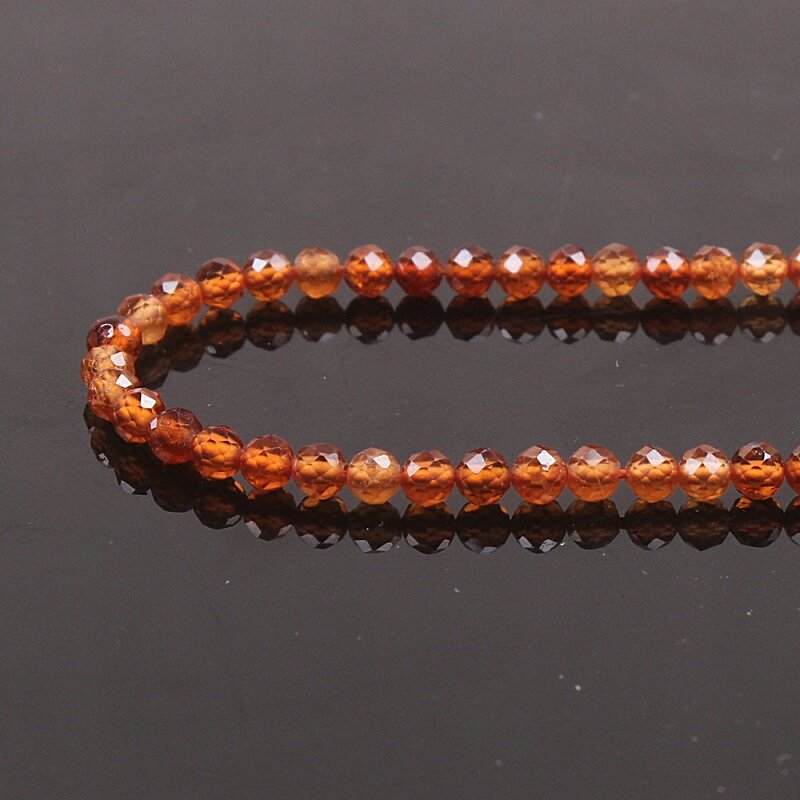 2Mm 3Mm Natural Orange Garnet Gemstone Faceted Bulat Longgar Beads DIY Accessories untuk Kalung Gelang Anting-Anting Membuat Perhiasan