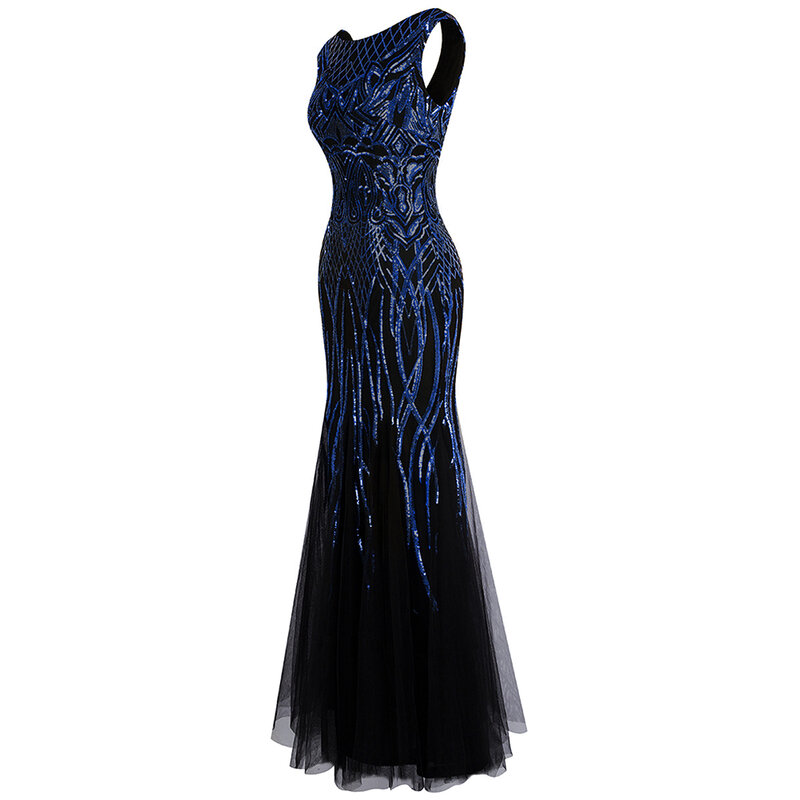 Женское вечернее платье Angel-fashions, золотистые винтажные вечерние платья с блестками и юбкой-русалочкой, 377, модель 393