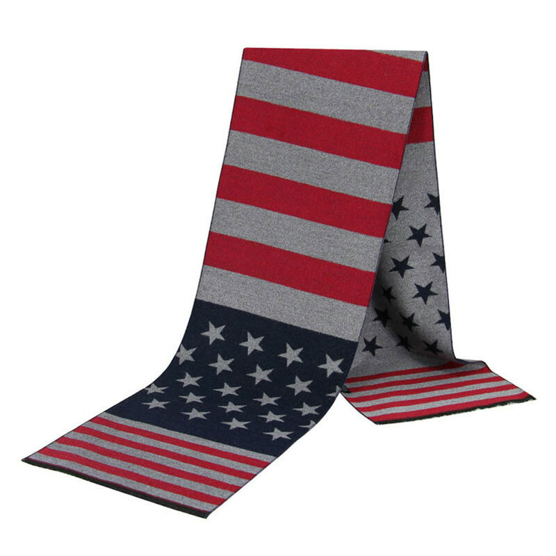 LaMaxPa-bufanda clásica con bandera americana para hombre, pañuelo cálido de algodón de 2018x30cm de largo para invierno, 180