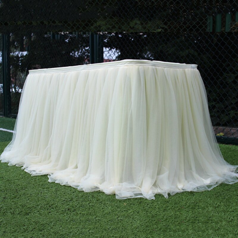 งานแต่งงานTutuกระโปรงตารางTulleผ้าสำหรับงานแต่งงานตกแต่งสิ่งทอสำหรับHome Gardenผ้าปูโต๊ะHOT