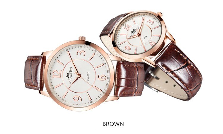 Relógios femininos margues marca relógio de quartzo simples algarismos caso casais amor moda relógios casual pulseira de couro relógio 032
