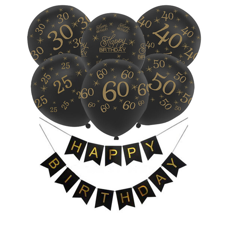 Aantal Latex Ballonnen Gelukkige Verjaardag Pull Vlag Decoraties Anniversaire Digit Helium Lucht Bal Wedding Ballons Feestartikelen