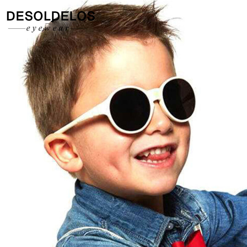 Gafas de sol redondas para niños y niñas, lentes de sol redondas negras a la moda, bonitas, de diseño Vintage con caja, 2019